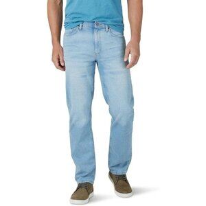 Wrangler Men's 38x32 Relaxed Fit Jeans Light Blue Denim 98% Cotton